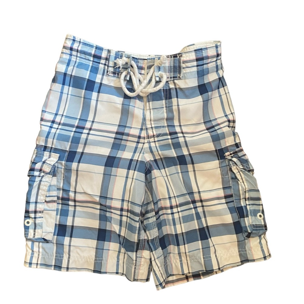 Men’s “Abercrombie” (blue,white) plaid swimsuit -‎ size medium